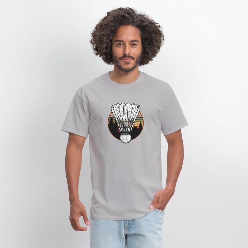 Badminton Shuttlecock Sunset Distressed T-Shirt