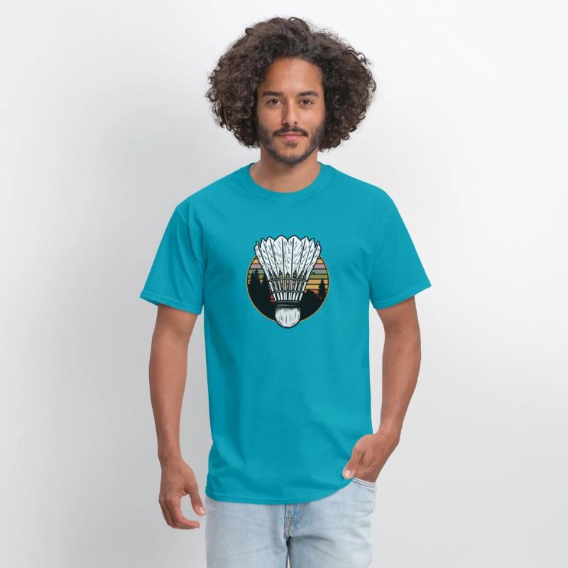 Badminton Shuttlecock Sunset Distressed T-Shirt