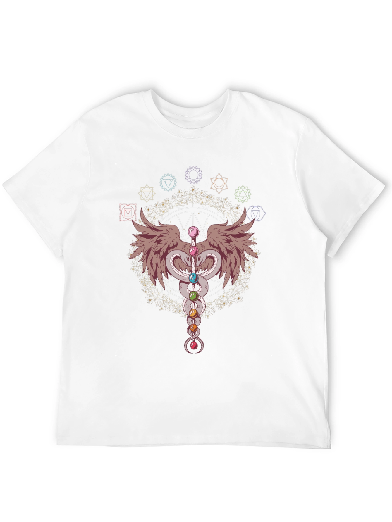 Chakra Snakes & Wings Graphic T-Shirt - Black