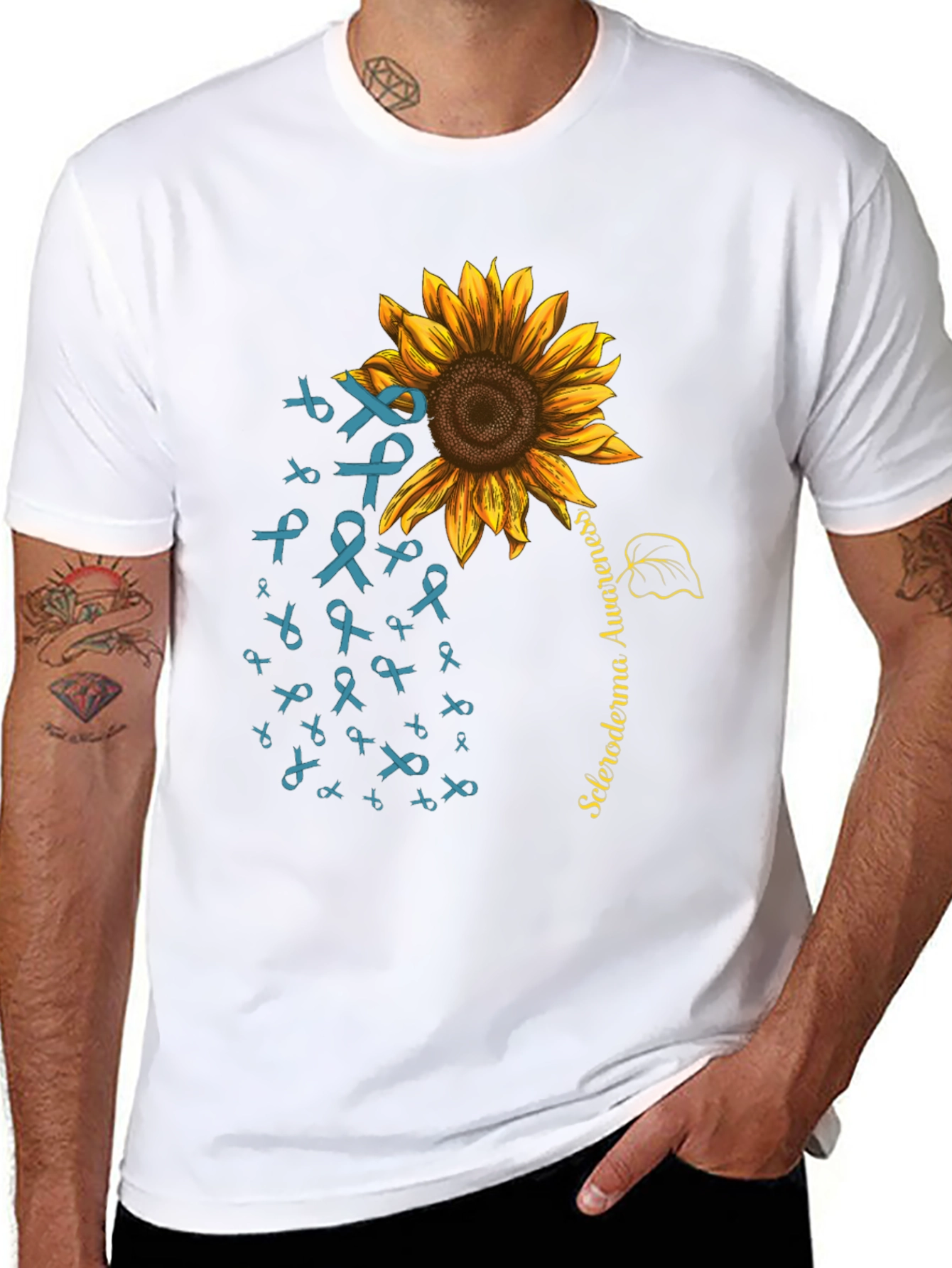 Scleroderma Awareness Sunflower Ribbon Graphic Tee