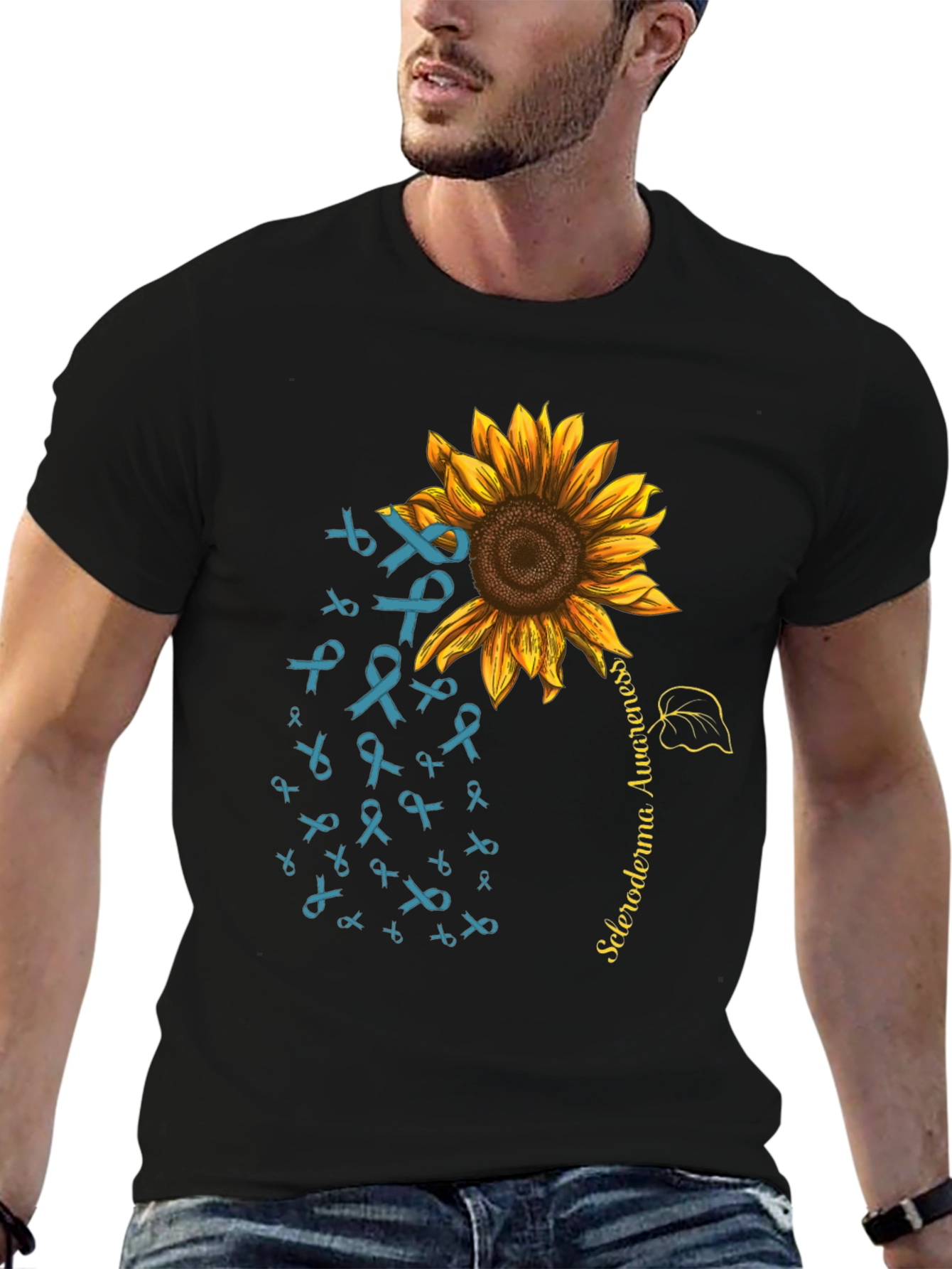 Scleroderma Awareness Sunflower Ribbon Graphic Tee