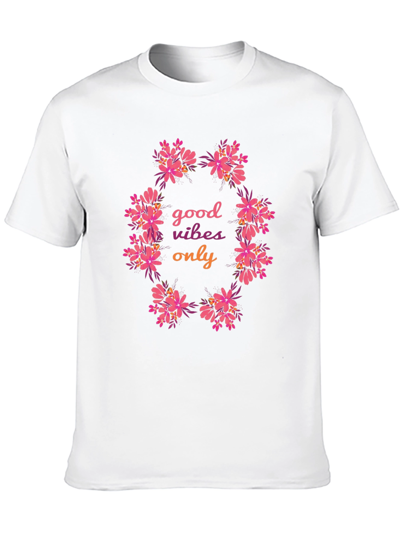 Floral Good Vibes Only Black T-Shirt