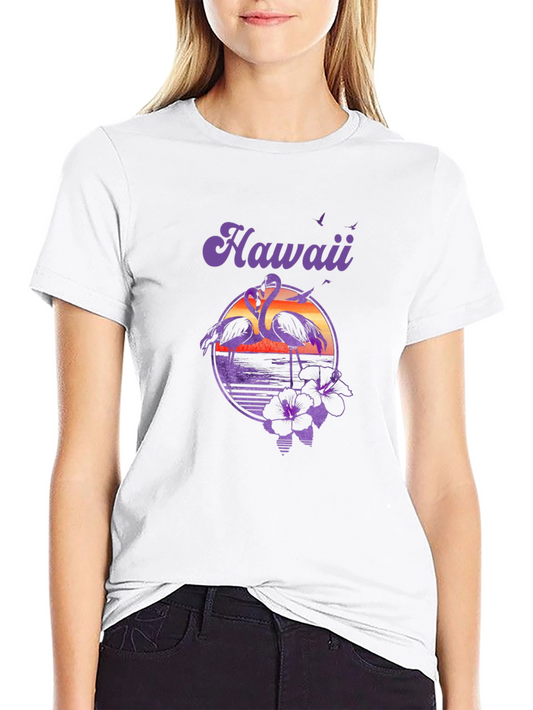Hawaii Flamingo Graphic Print Tee