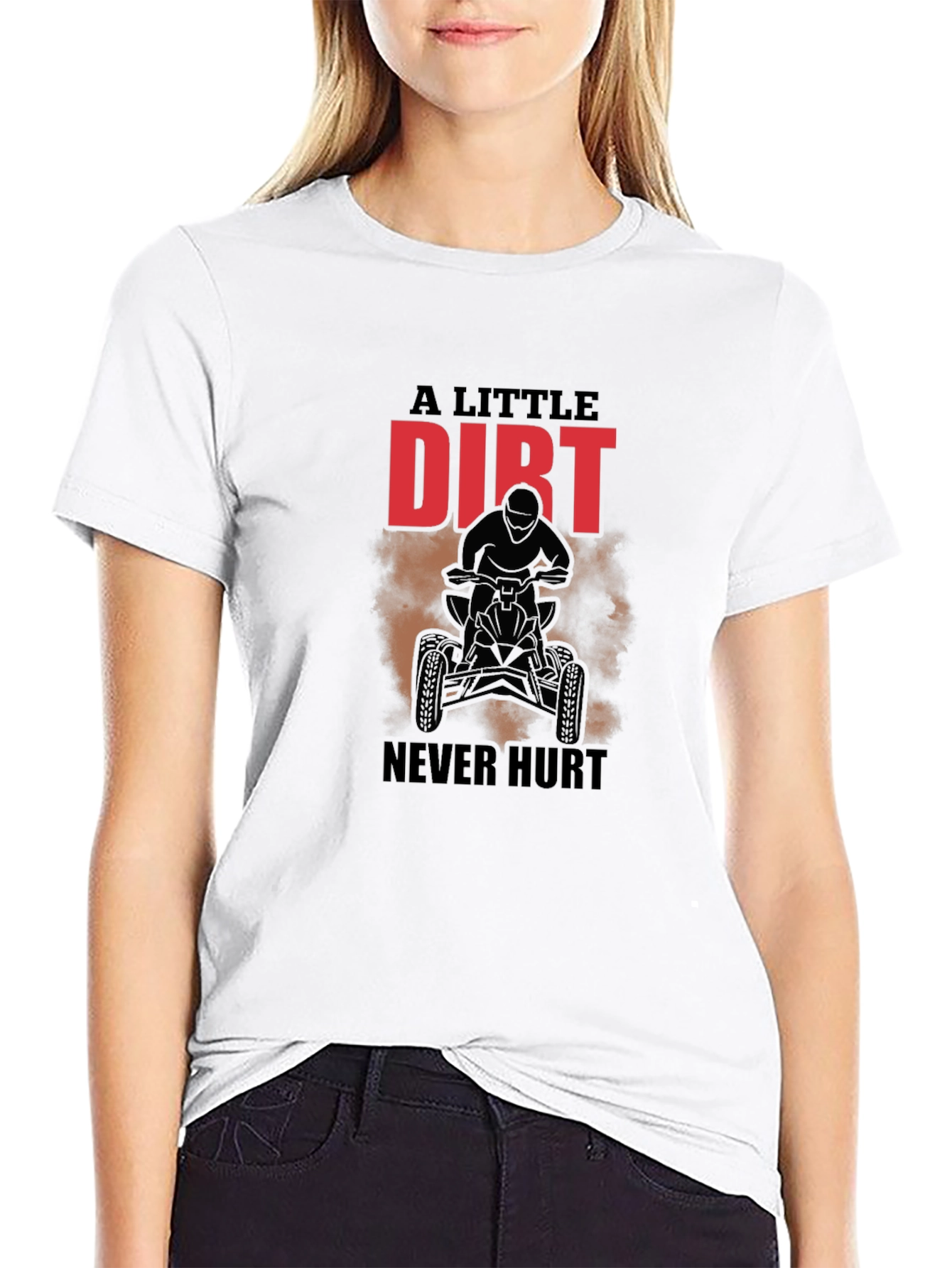 Dirt Never Hurt ATV Rider Black Graphic Tee