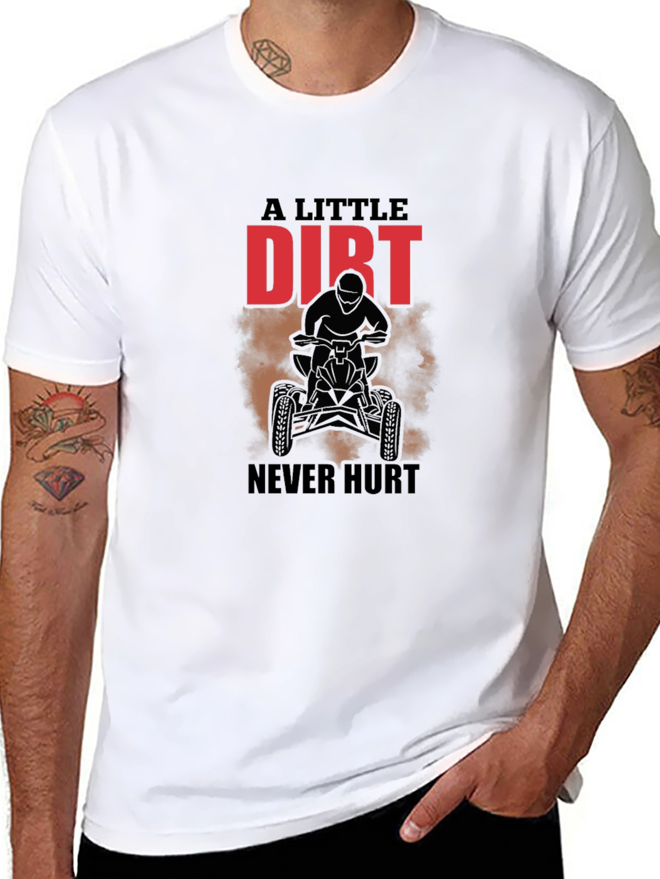 Dirt Never Hurt ATV Rider Black Graphic Tee