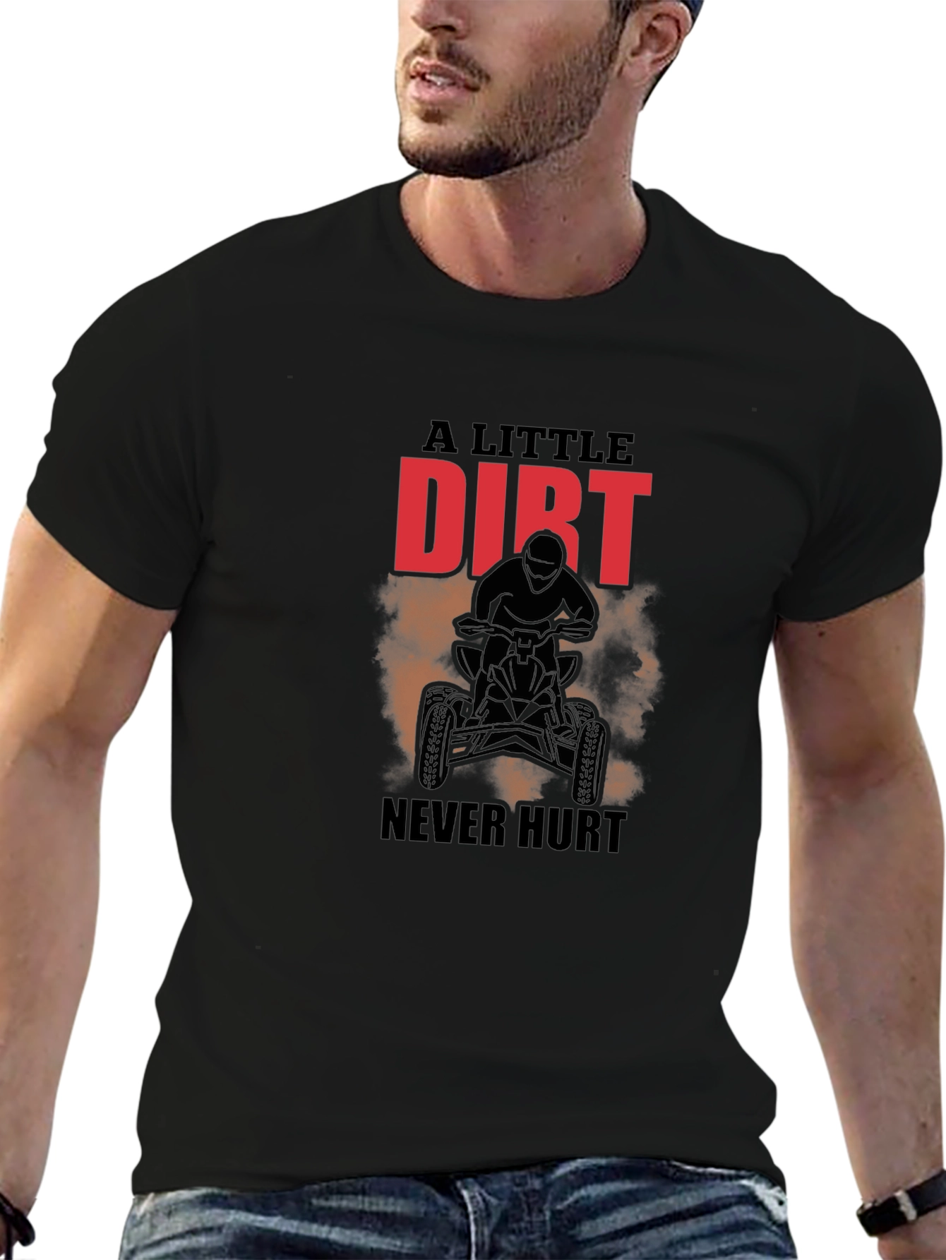 Dirt Never Hurt ATV Rider Black Graphic Tee