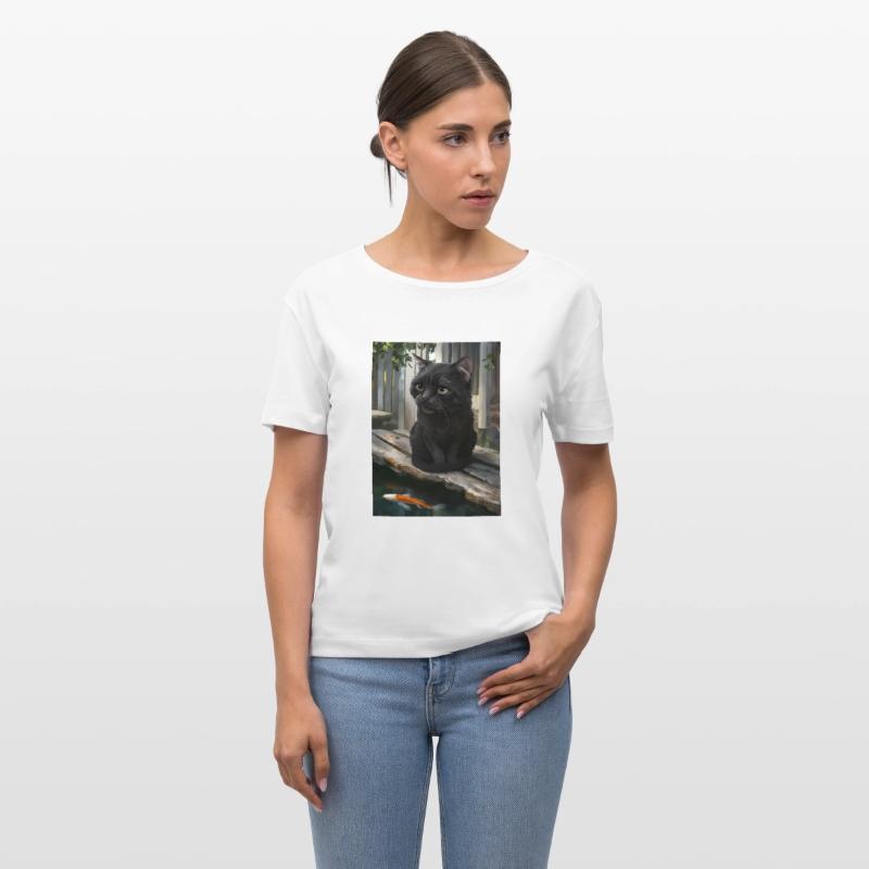 Black Cat by Koi Pond