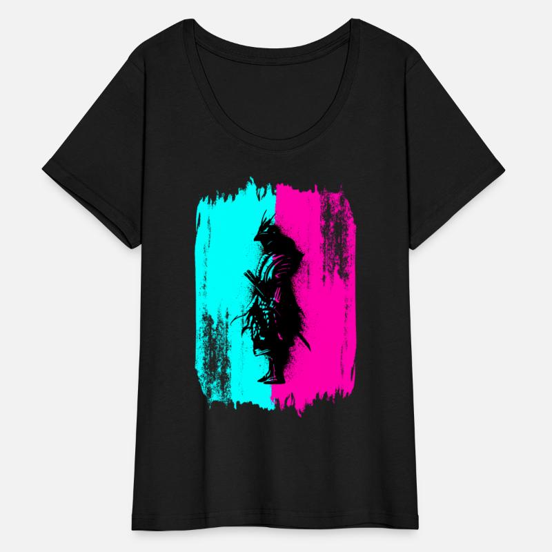 Black Samurai In A Turquoise And Pink Frame