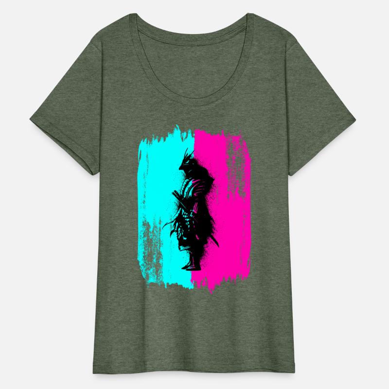 Black Samurai In A Turquoise And Pink Frame