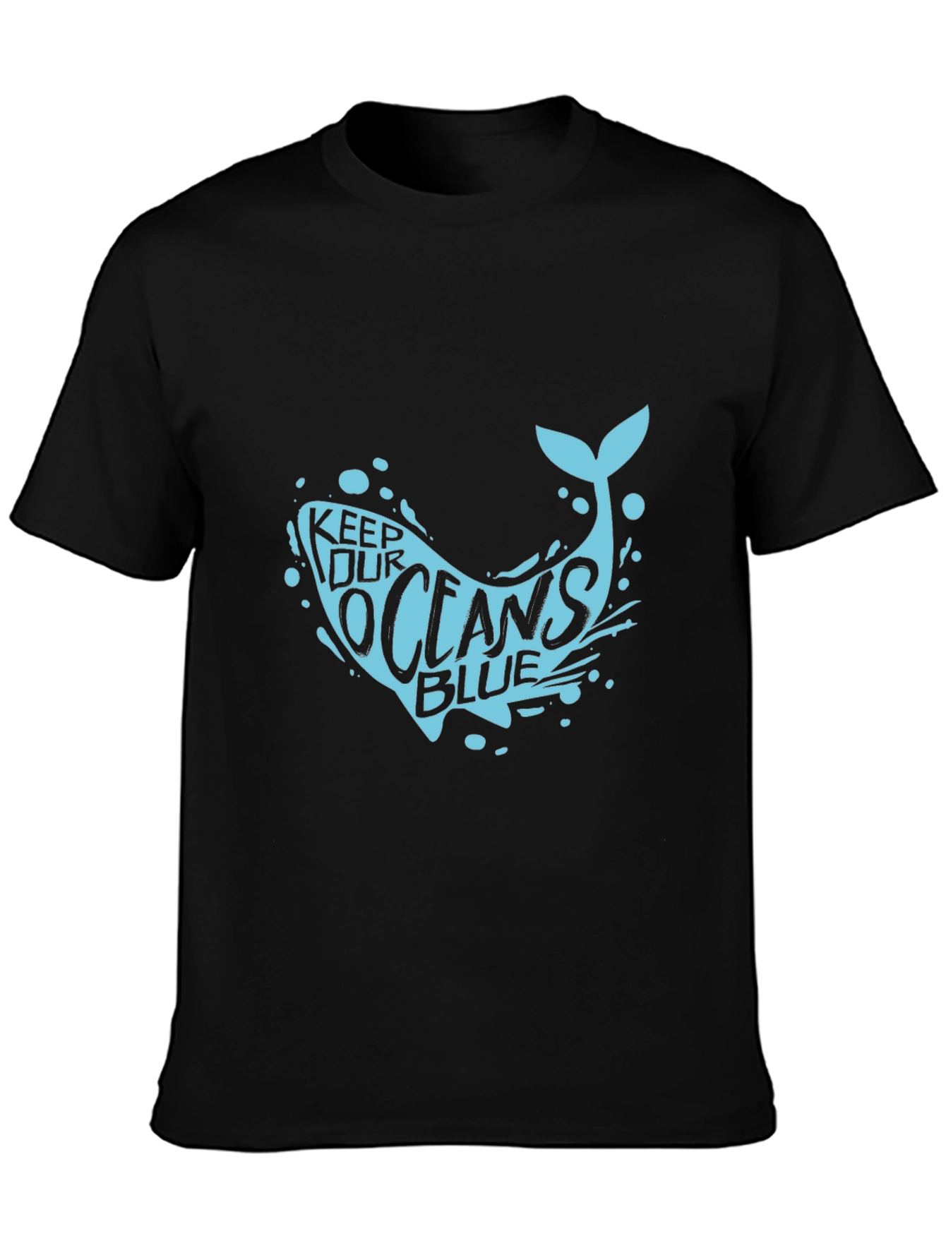 Keep Our Oceans Blue Graphic Tee - Black Cotton
