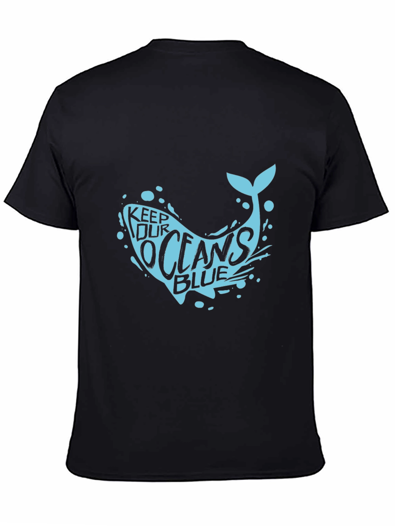 Keep Our Oceans Blue Graphic Tee - Black Cotton