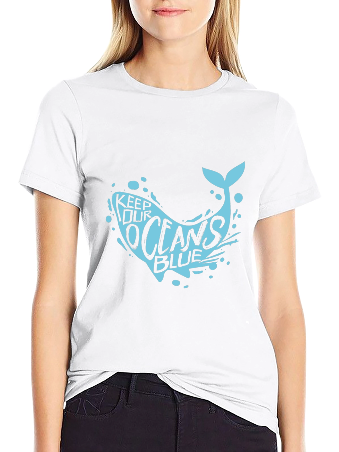 Keep Our Oceans Blue Graphic Tee - Black Cotton