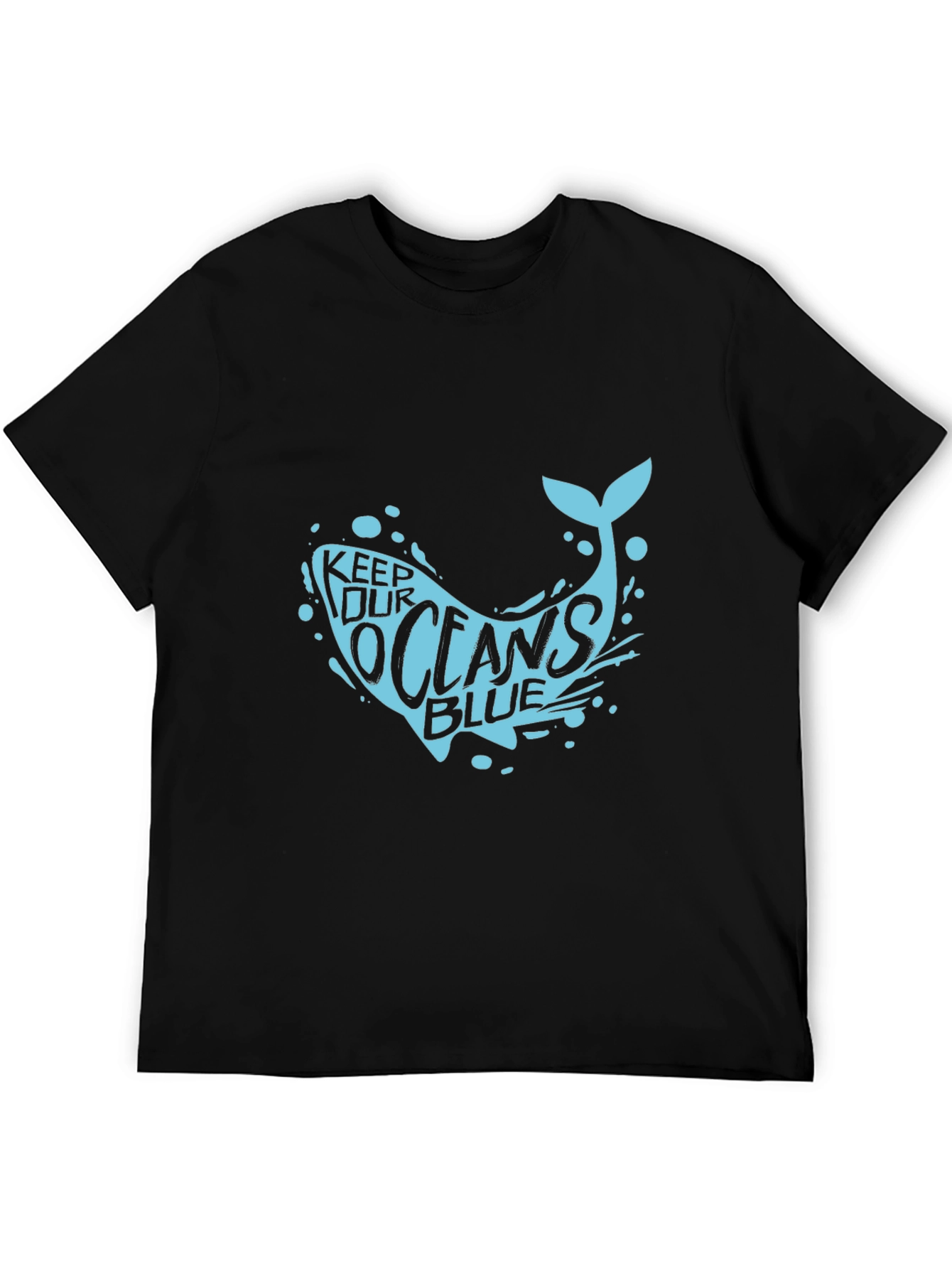 Keep Our Oceans Blue Graphic Tee - Black Cotton
