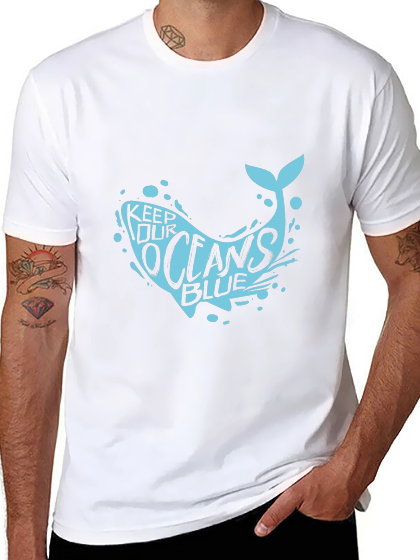 Keep Our Oceans Blue Graphic Tee - Black Cotton