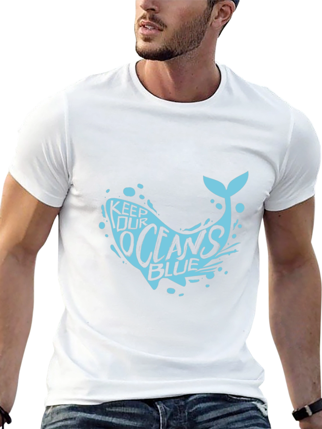 Keep Our Oceans Blue Graphic Tee - Black Cotton