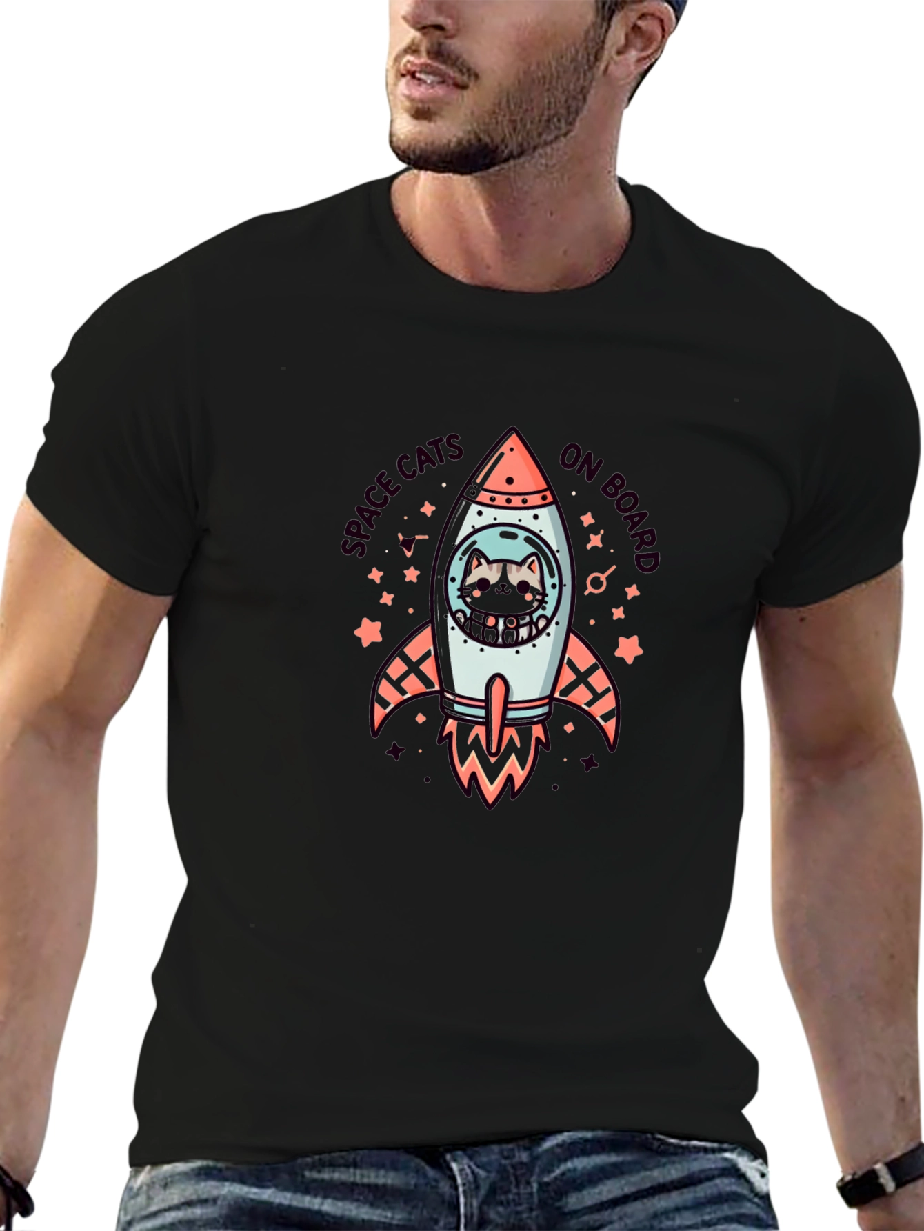 Space Cats On Board Graphic T-Shirt