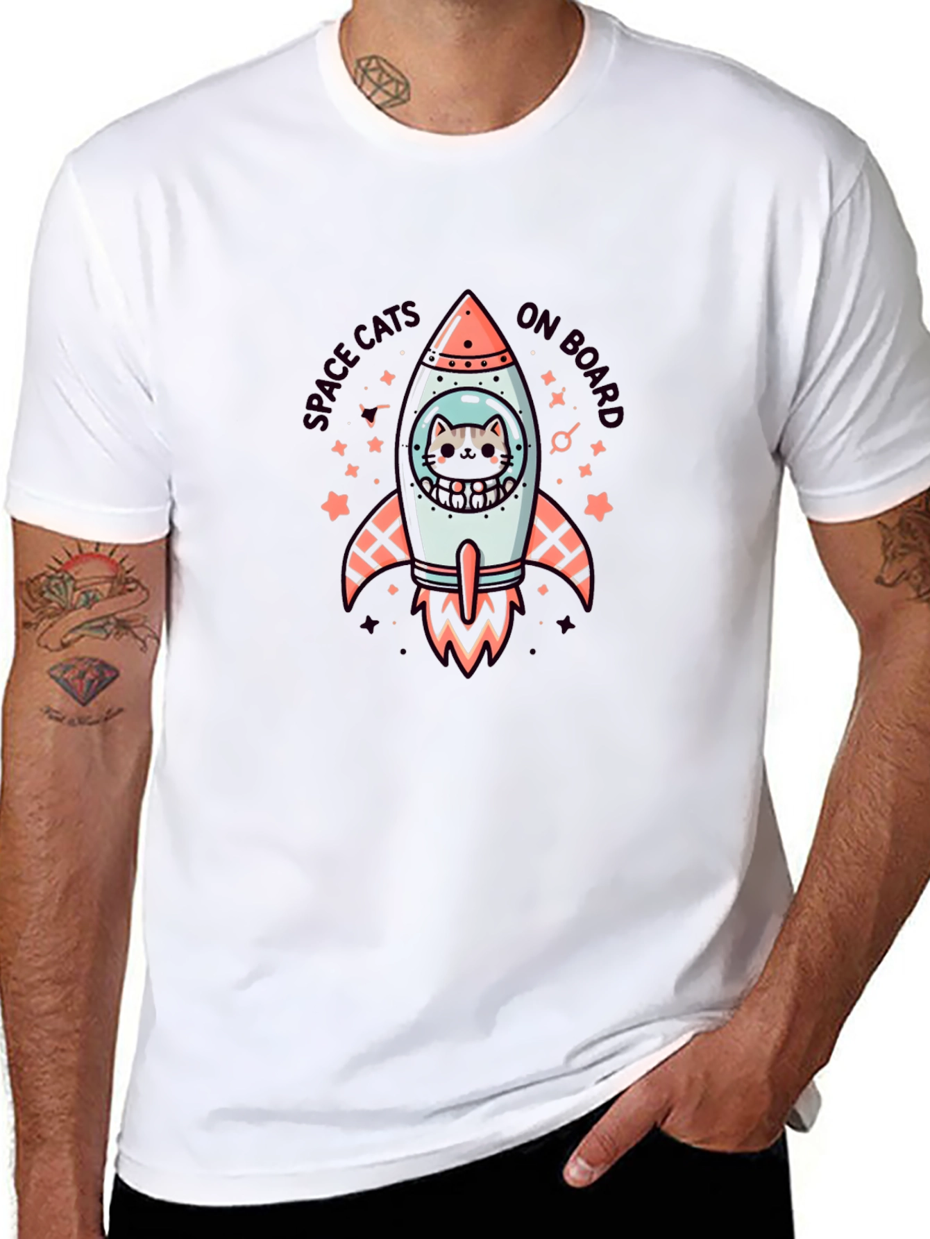 Space Cats On Board Graphic T-Shirt