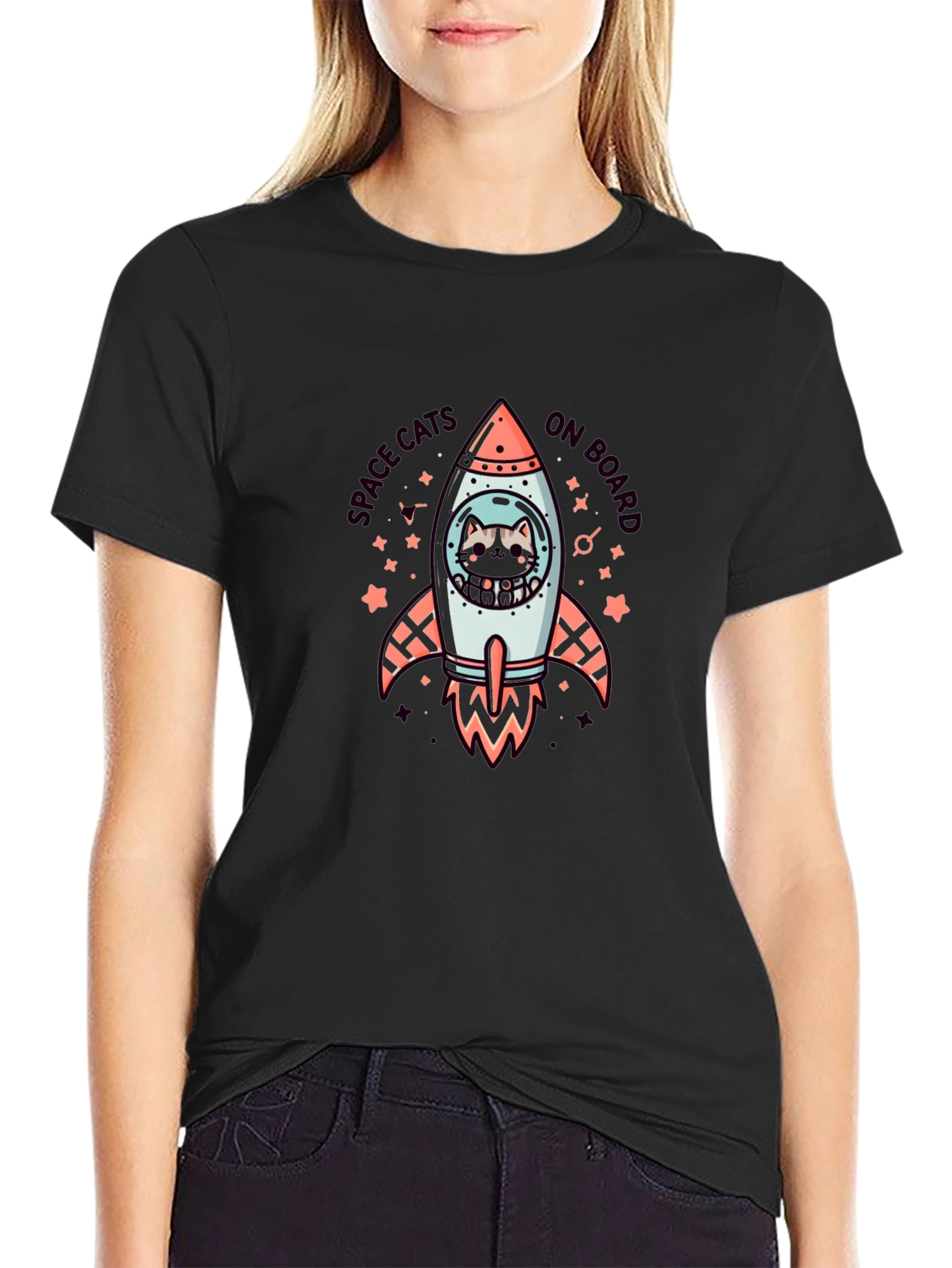 Space Cats On Board Graphic T-Shirt