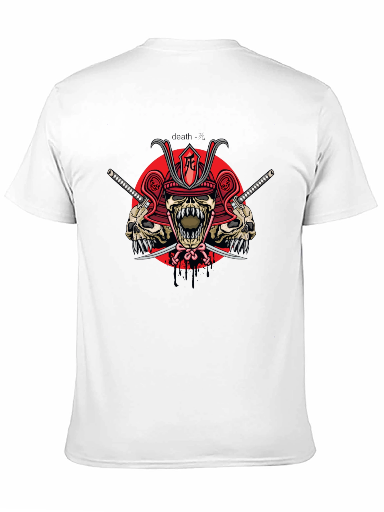 Samurai Skull Graphic Print Black T-Shirt