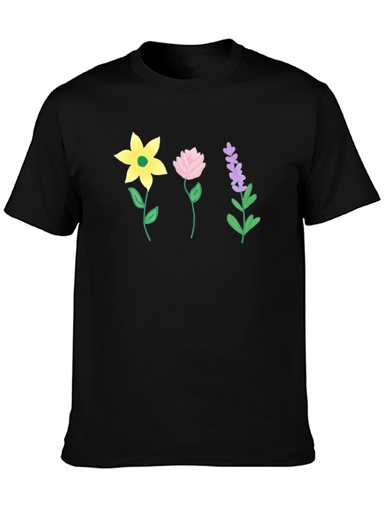 Floral Print Black T-Shirt - Stylish Casual Wear