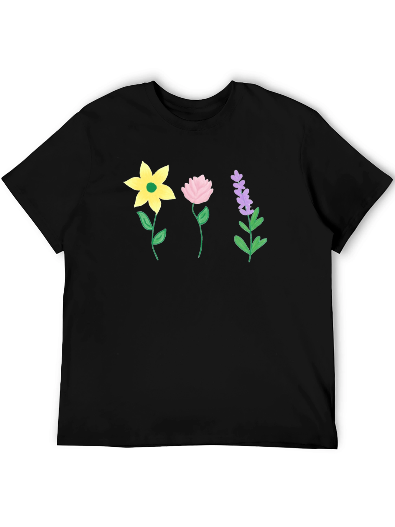 Floral Print Black T-Shirt - Stylish Casual Wear