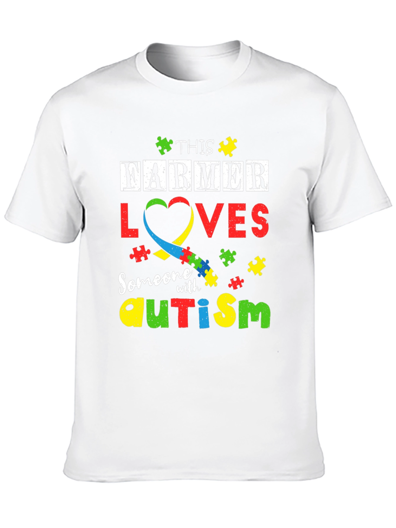 Autism Awareness Farmer T-Shirt - Supports Autism