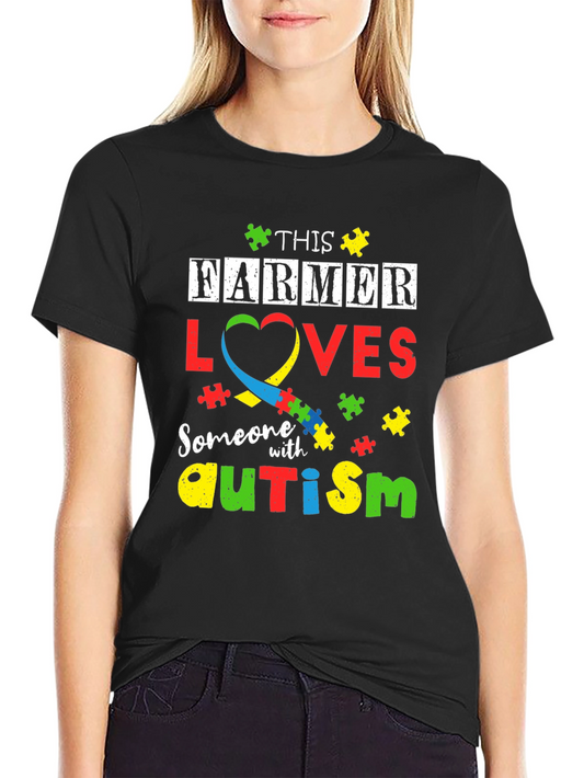 Autism Awareness Farmer T-Shirt - Supports Autism