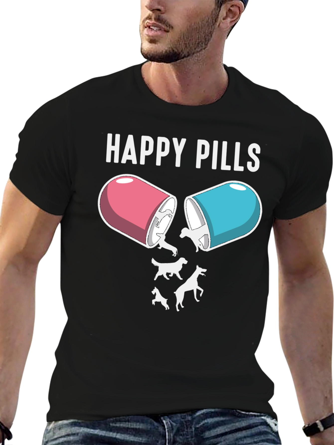 Happy Pills Dog T-Shirt – Funny Dog Lover Graphic Tee
