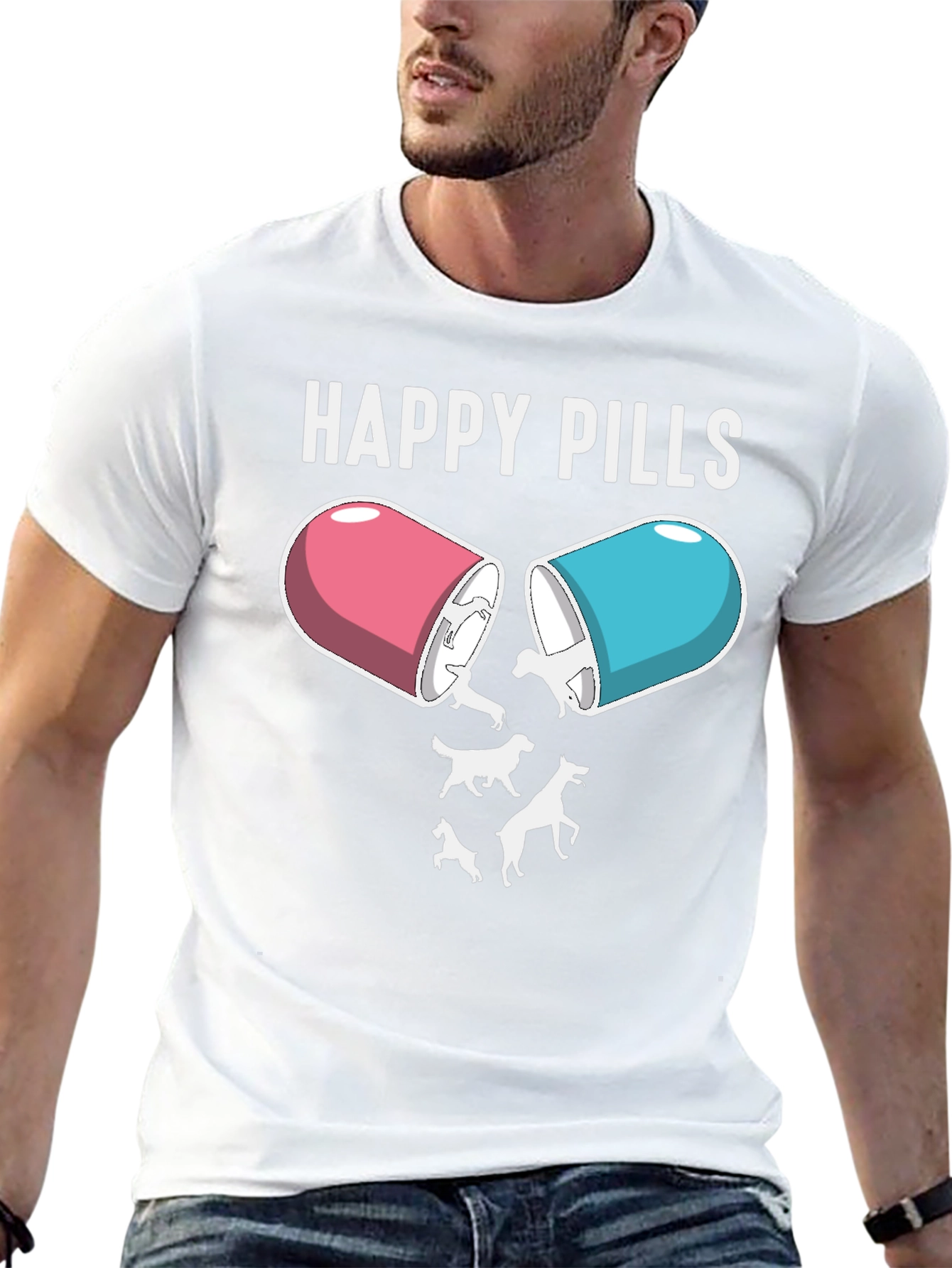 Happy Pills Dog T-Shirt – Funny Dog Lover Graphic Tee