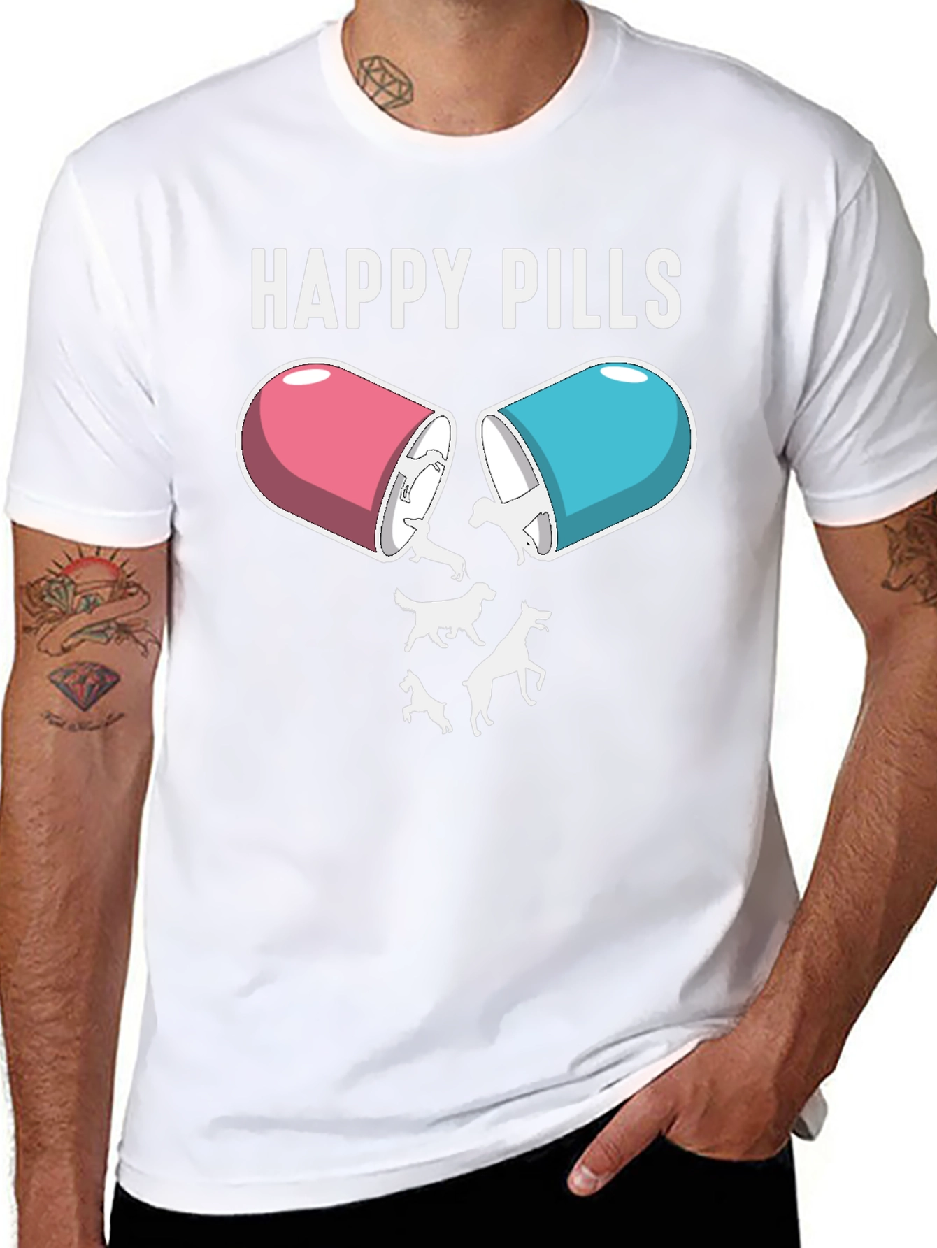 Happy Pills Dog T-Shirt – Funny Dog Lover Graphic Tee
