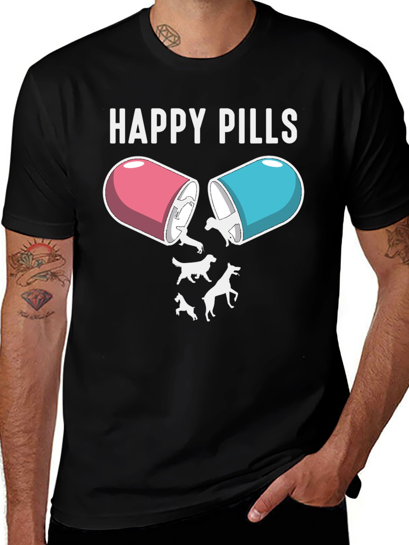Happy Pills Dog T-Shirt – Funny Dog Lover Graphic Tee