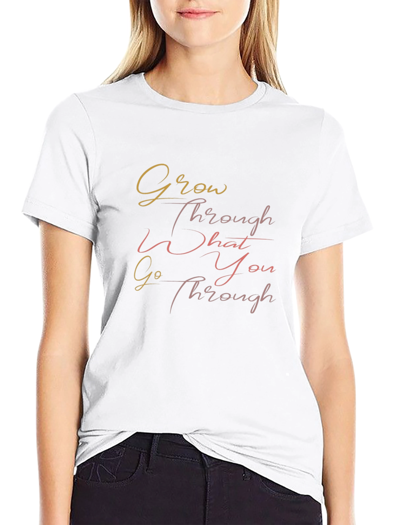 Motivational Graphic Print Crew Neck T-Shirt