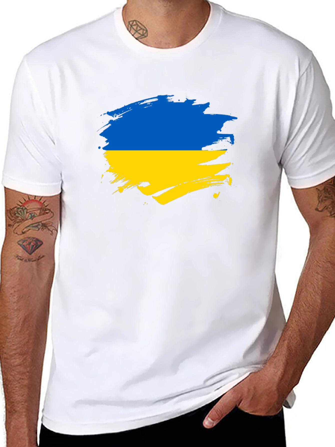 Ukraine Flag Brushstroke T-Shirt - Support Ukraine