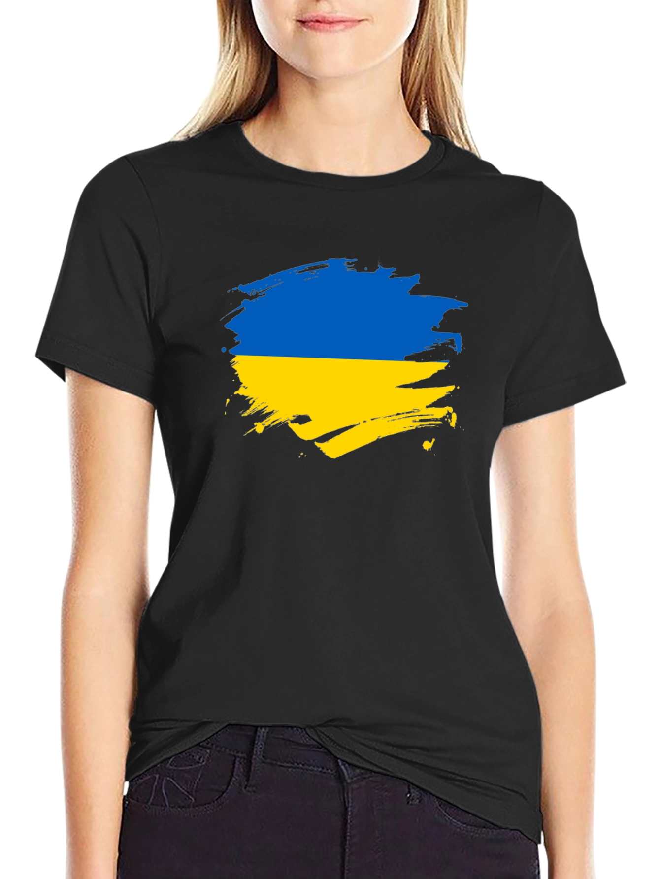 Ukraine Flag Brushstroke T-Shirt - Support Ukraine