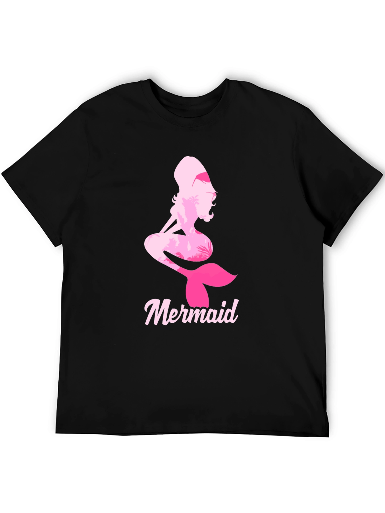 Mermaid Silhouette Graphic T-Shirt - Black