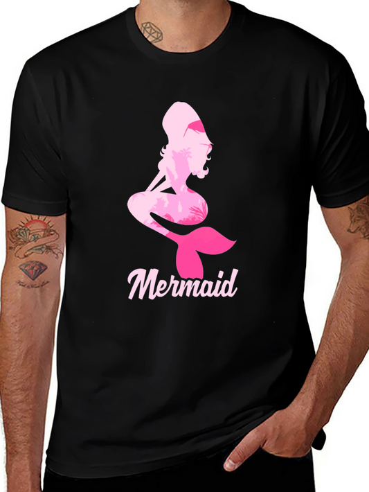 Mermaid Silhouette Graphic T-Shirt - Black