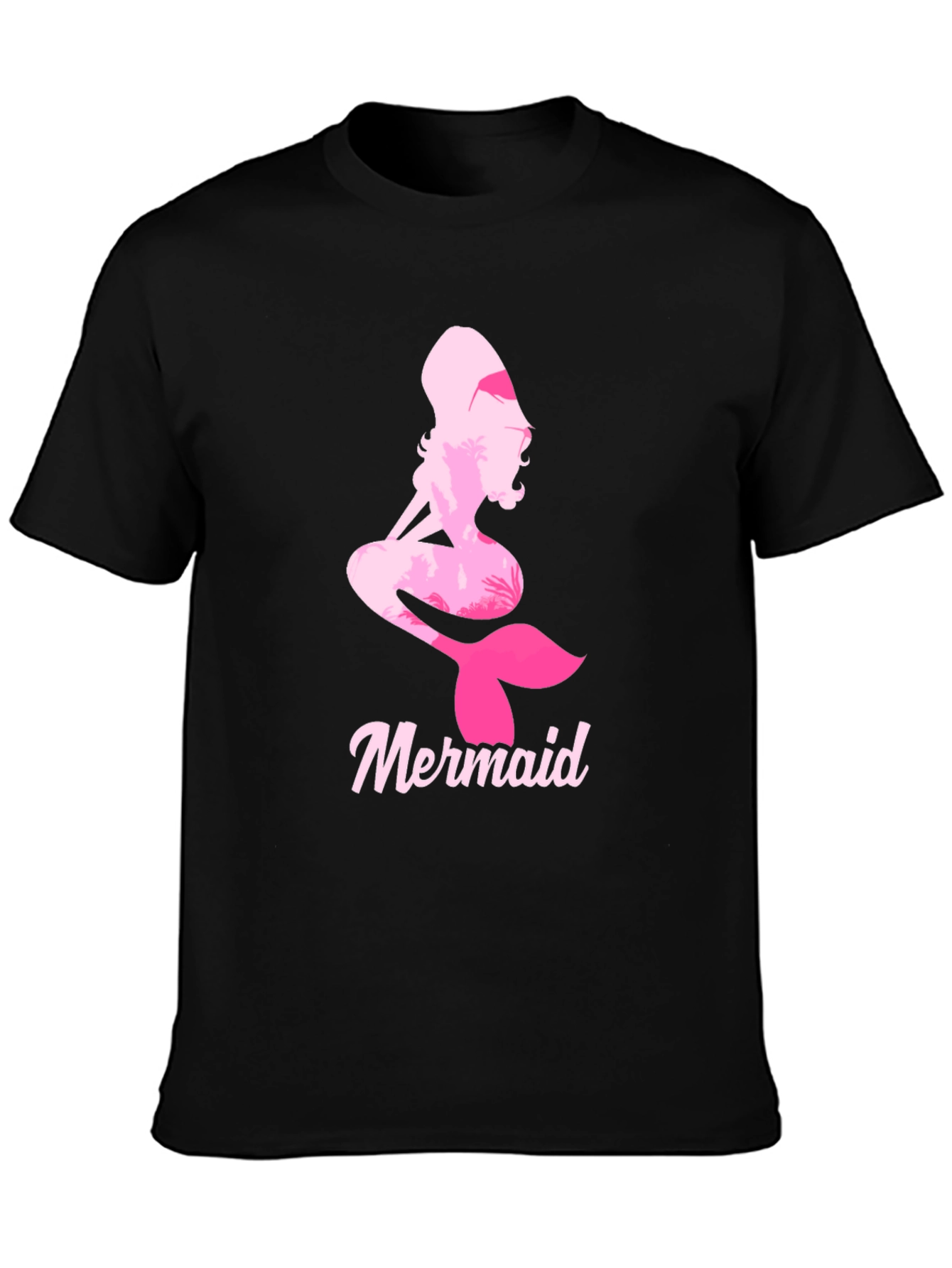 Mermaid Silhouette Graphic T-Shirt - Black
