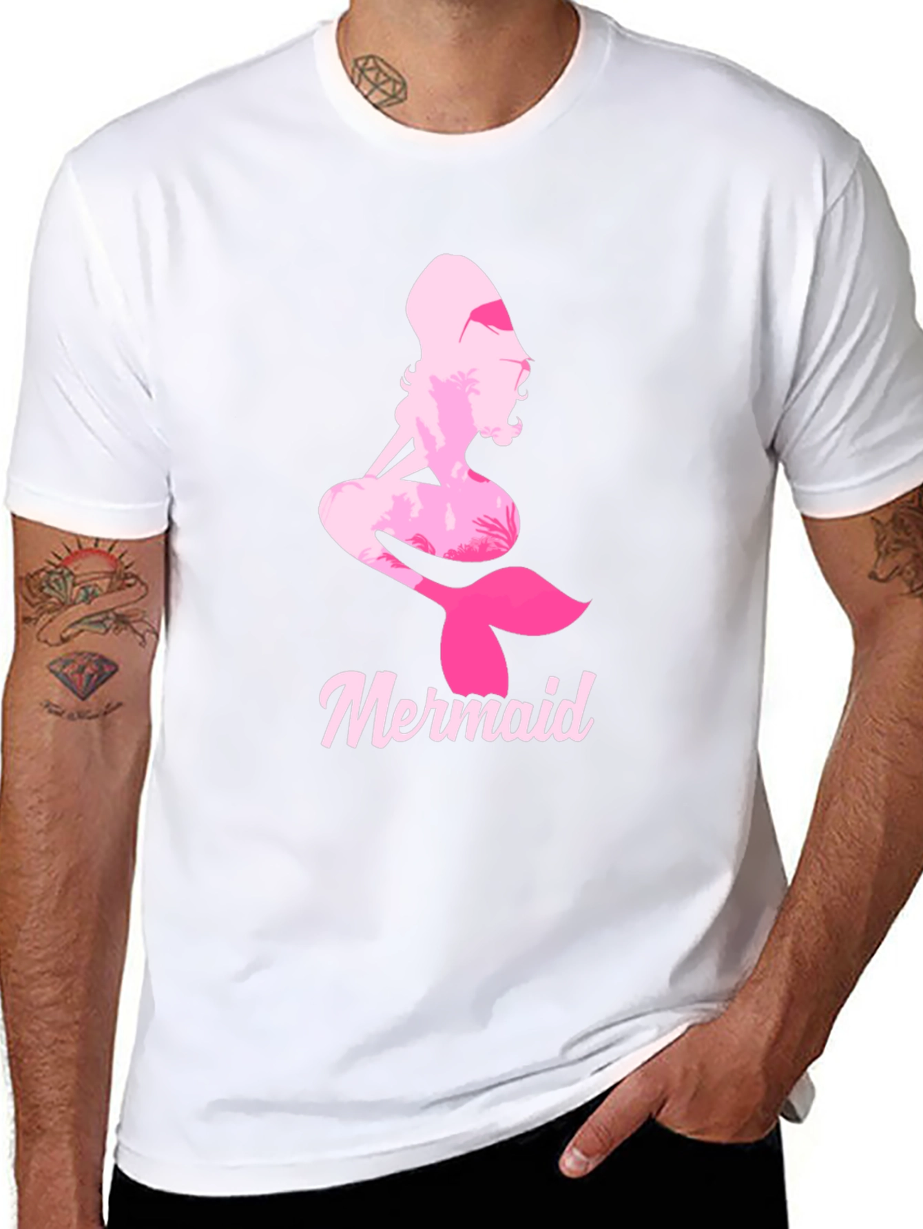 Mermaid Silhouette Graphic T-Shirt - Black