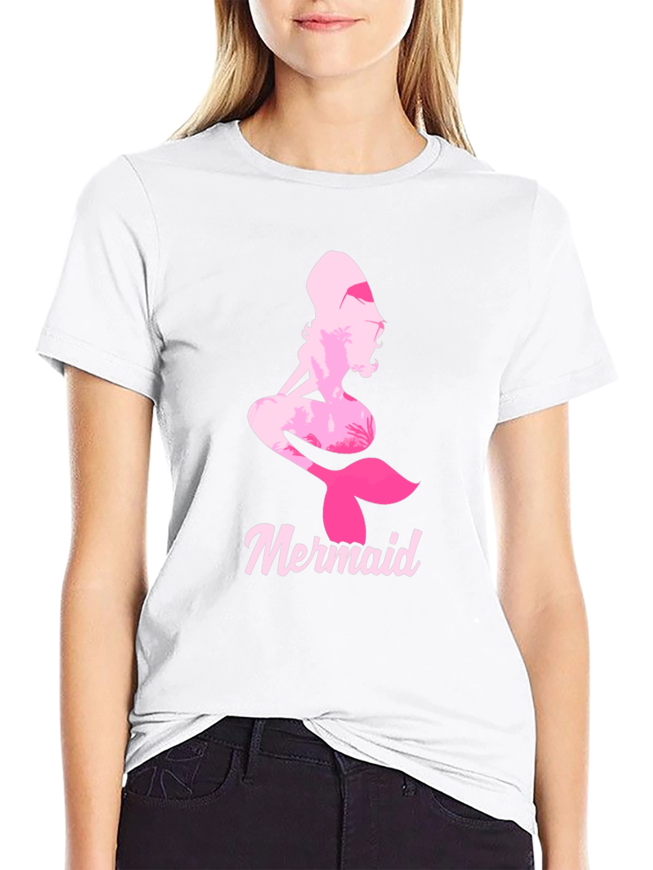 Mermaid Silhouette Graphic T-Shirt - Black