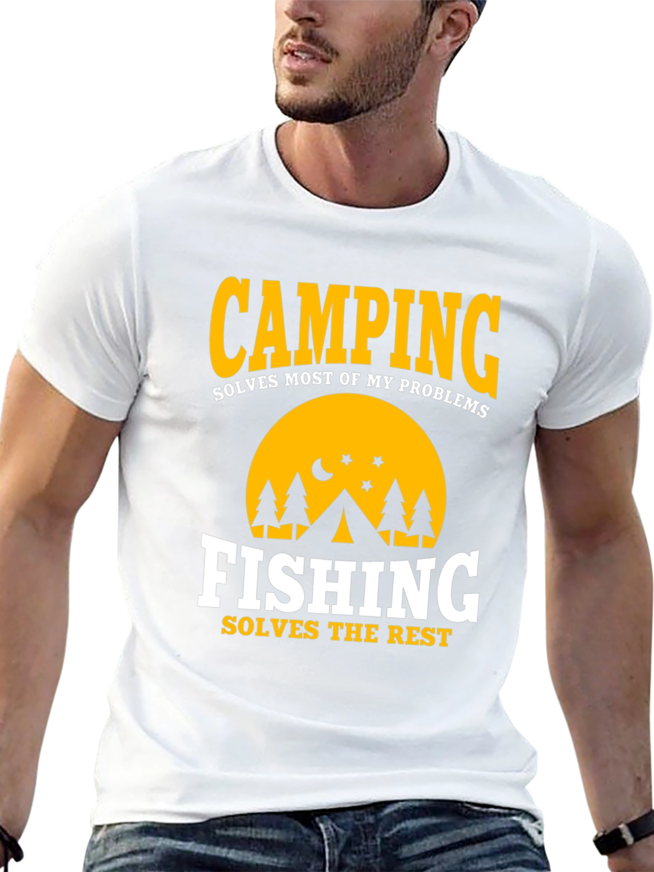 Camping & Fishing T-Shirt: Solves Most Problems
