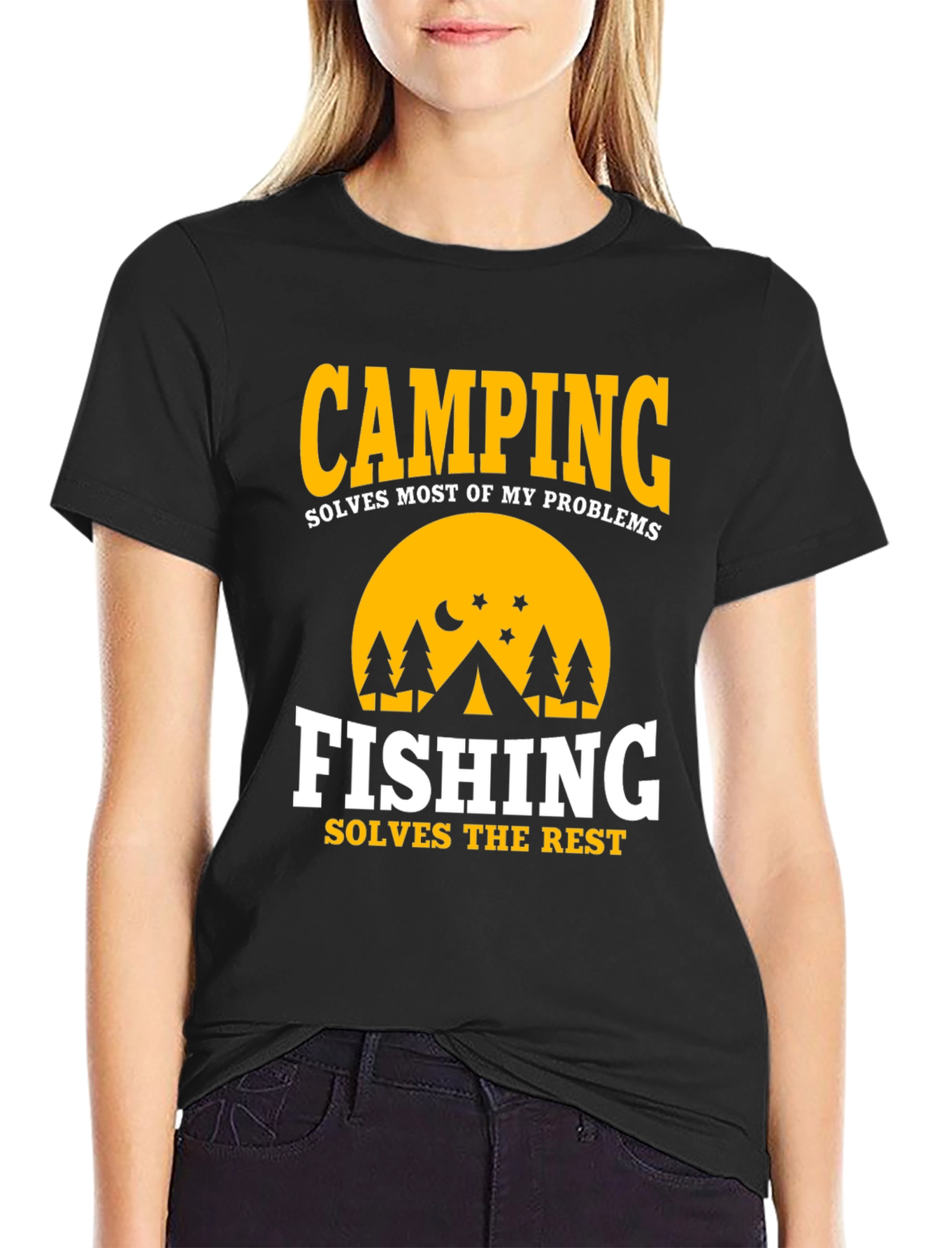 Camping & Fishing T-Shirt: Solves Most Problems