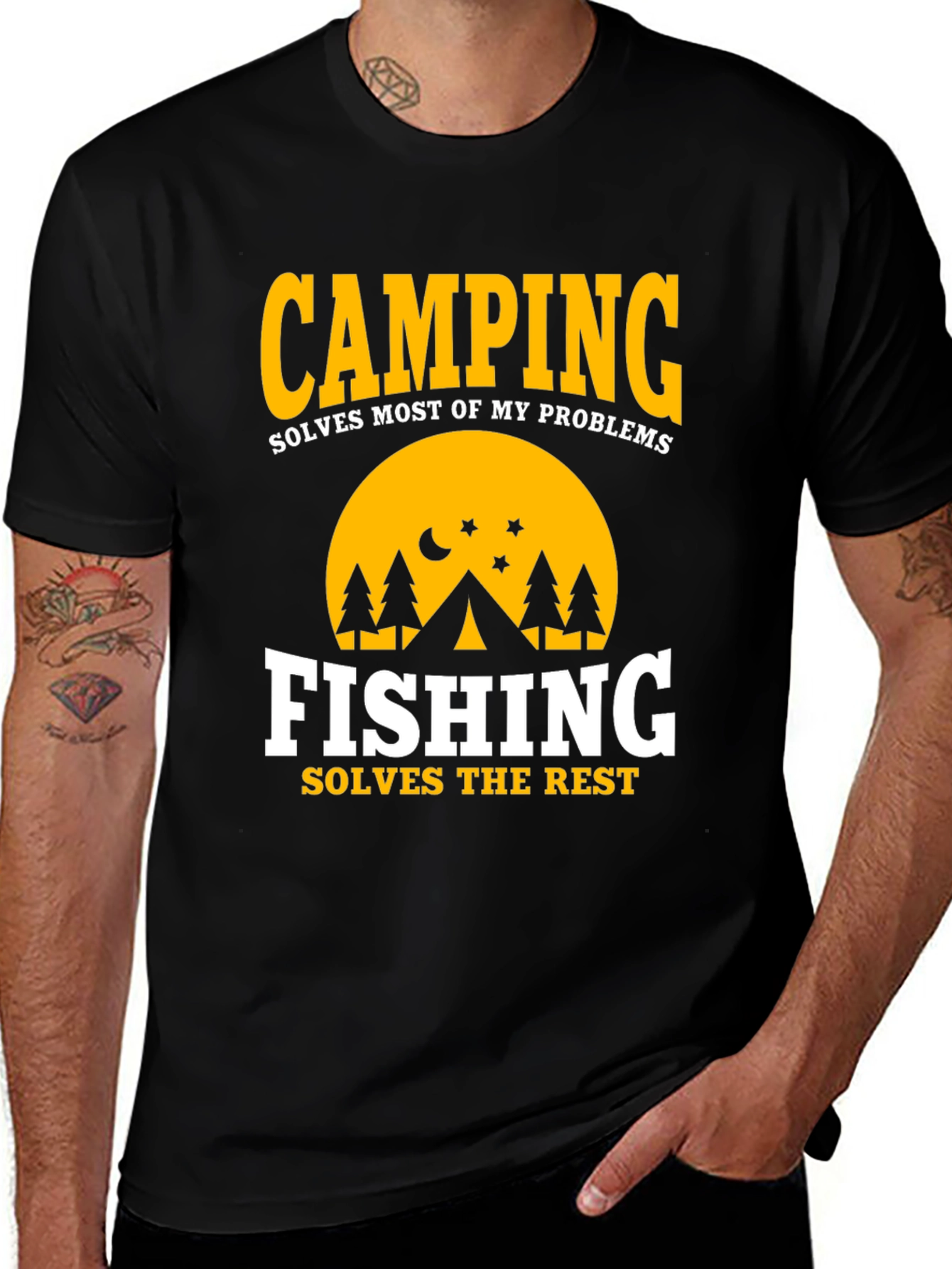 Camping & Fishing T-Shirt: Solves Most Problems