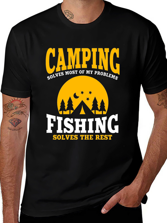 Camping & Fishing T-Shirt: Solves Most Problems