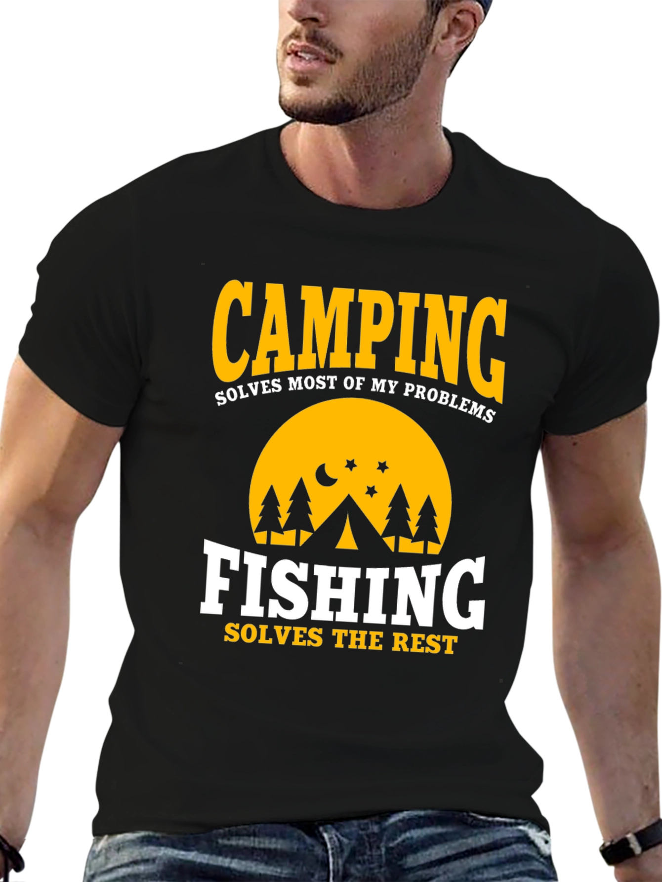 Camping & Fishing T-Shirt: Solves Most Problems
