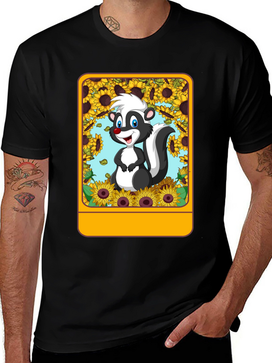 Skunk & Sunflower Graphic Tee - Unisex Black T-Shirt