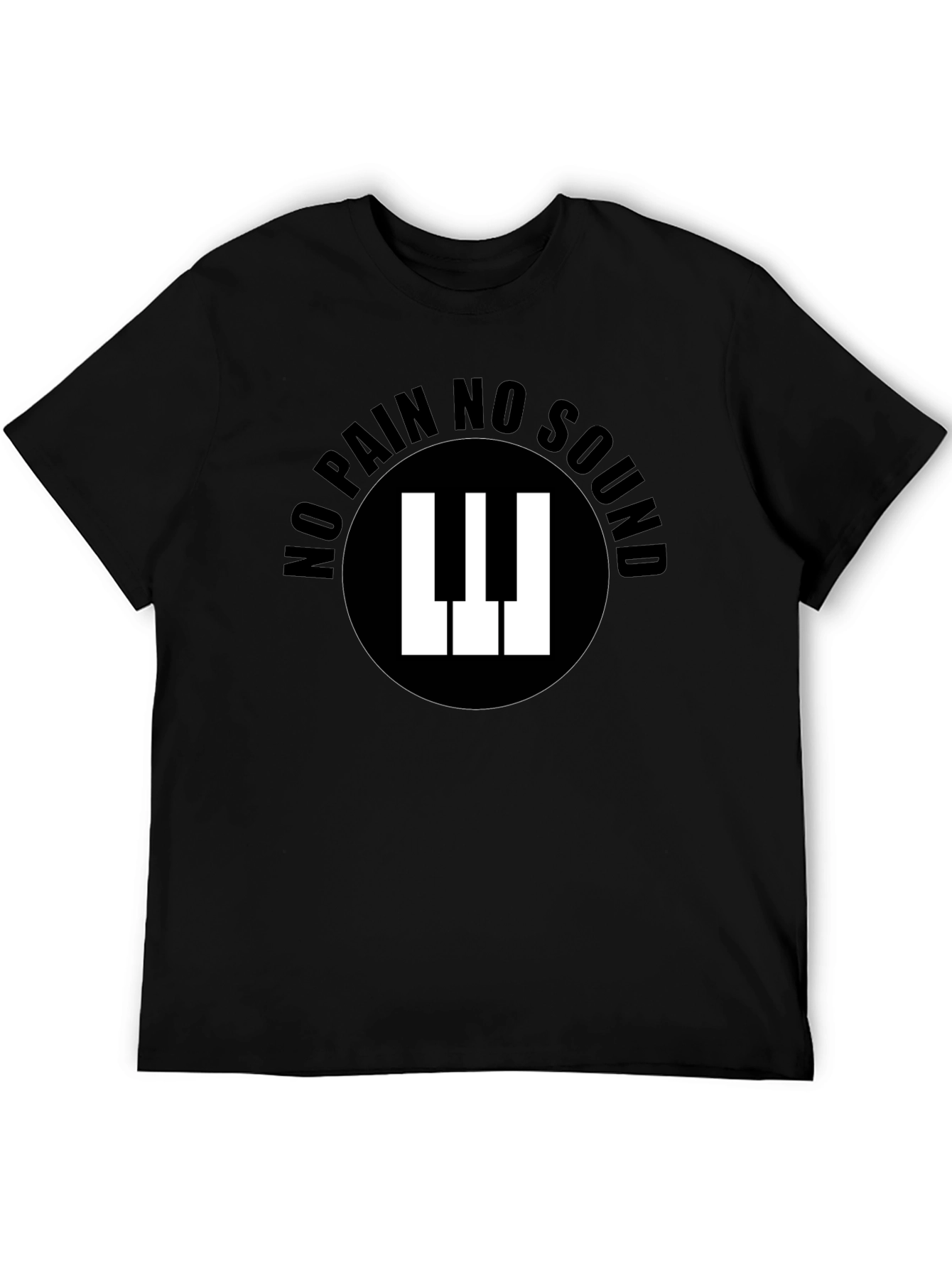 No Pain No Sound Piano Keys Graphic Black T-Shirt