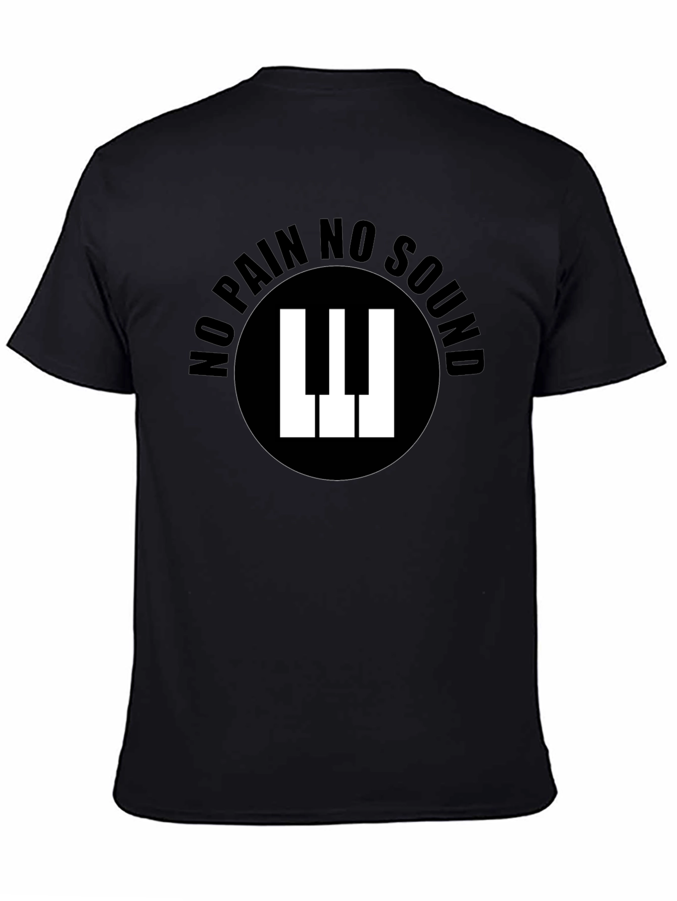 No Pain No Sound Piano Keys Graphic Black T-Shirt