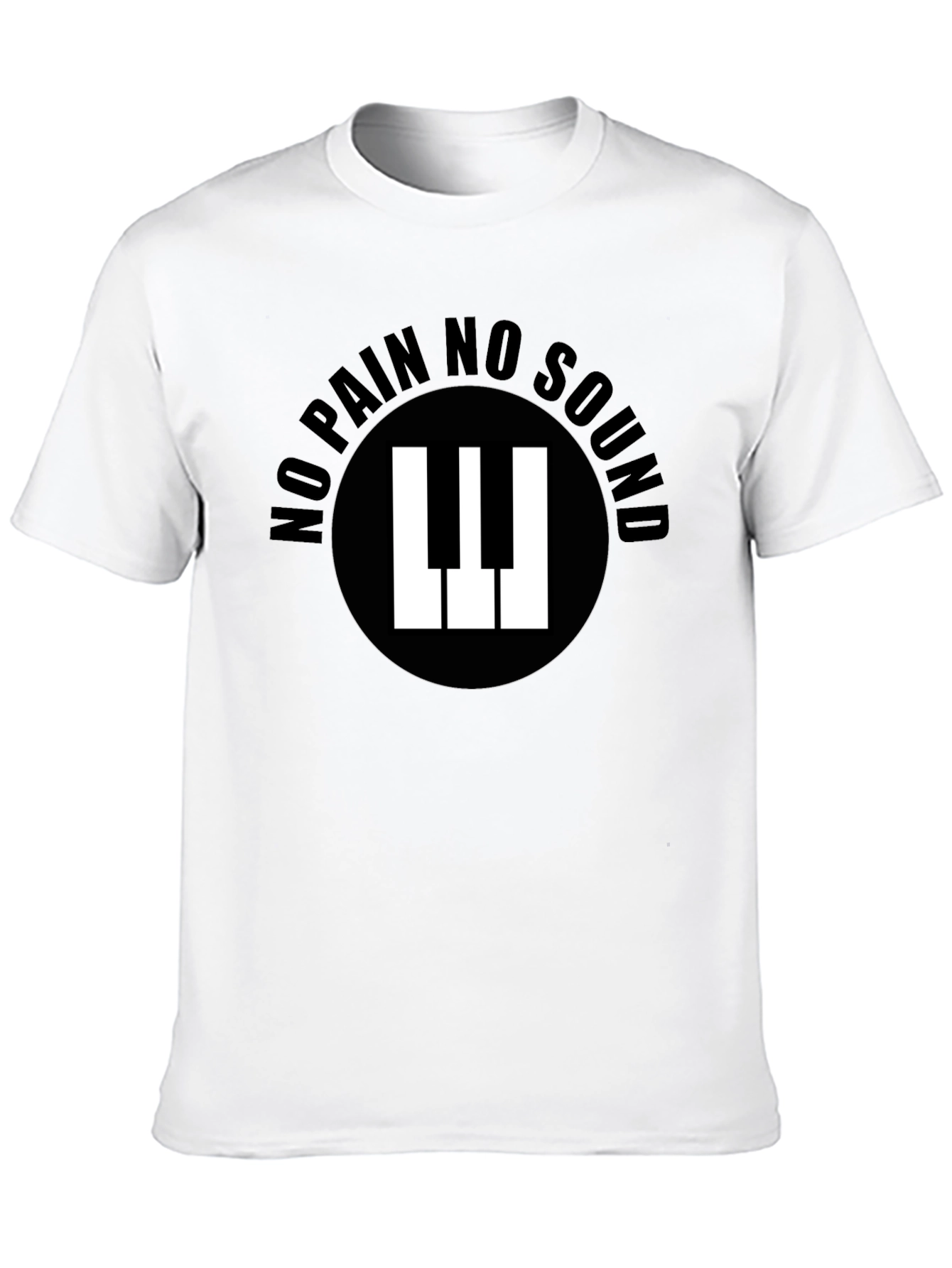 No Pain No Sound Piano Keys Graphic Black T-Shirt