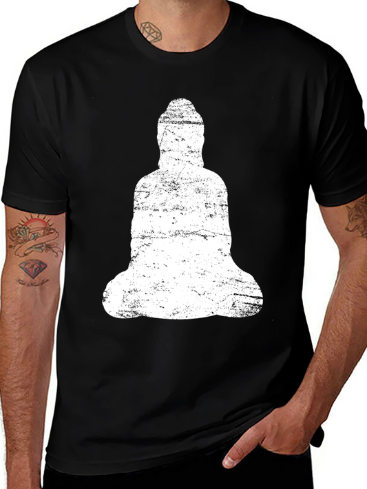 Buddha Graphic Print Black Cotton Tee