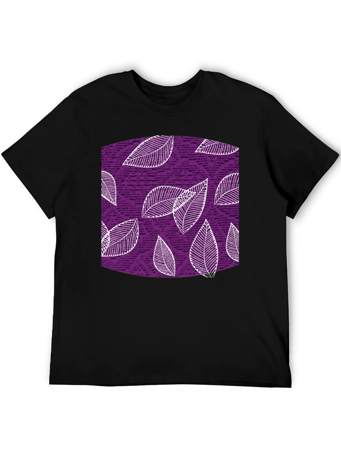 Leaf Pattern Black T-Shirt